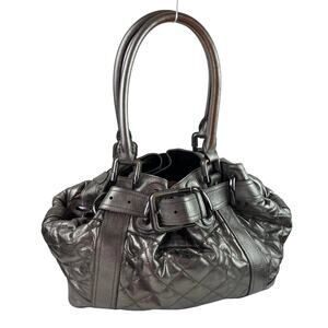 BURBERRY Quilted Beaton Pewter Metallic Gray Shoulder Handle Hobo Bag
